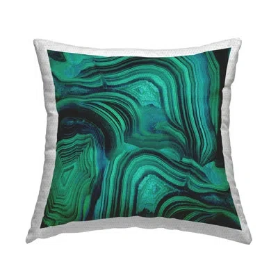 Stupell Industries Green Abstract Agate Shapes Outdoor Printed Pillow By Danielle Carson In Black;green