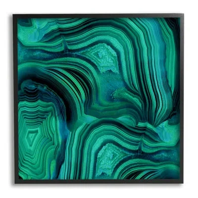Stupell Industries Green And Blue Malachite Abstract By Danielle Carson - Floater Frame Graphic Art On Wood In Midnight Black Framed Giclee