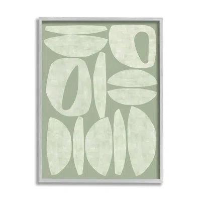 Stupell Industries Green Contemporary Shapes By Flora Kouta - Single Picture Frame Print On Wood In Farmhouse Gray Framed Giclee
