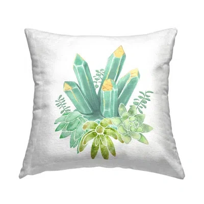 Stupell Industries Green Crystal Shards Blooming Succulent Plants Printed Throw Pillow Design By Ziwei Li