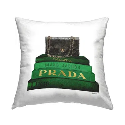 Stupell Industries Green Fashion Designer Books Black Stylish Purse Printed Throw Pillow Design By Amanda Greenwood In Beige