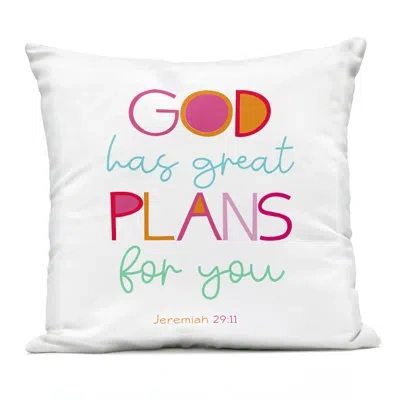 Stupell Industries Green God's Plans For You Outdoor Printed Pillow, Design By Sd Graphics Studio, 18 X 7 X 18 In Pink
