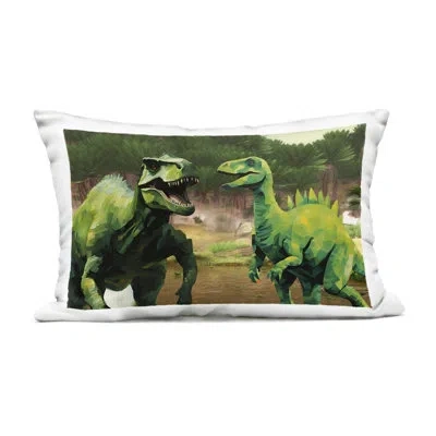 Stupell Industries Green Jungle Dinosaurs Outdoor Printed Pillow, Design By Jesse Keith, 14 X 7 X 20