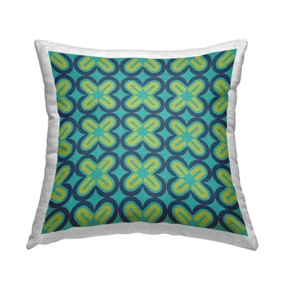 Stupell Industries Green Modern Shapes Pattern Outdoor Printed Pillow By Geoff Tygert In Blue;green