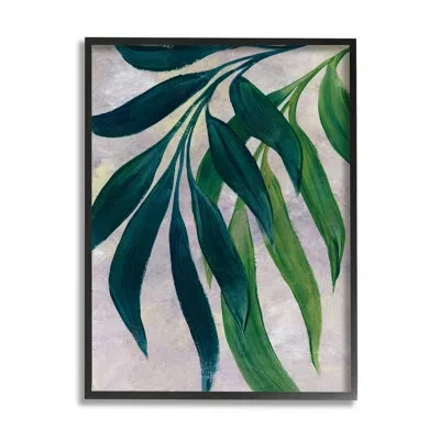 Stupell Industries Green Palm Plants Hanging Leaves By Blursbyai - Floater Frame Painting On Wood In Midnight Black Framed Giclee