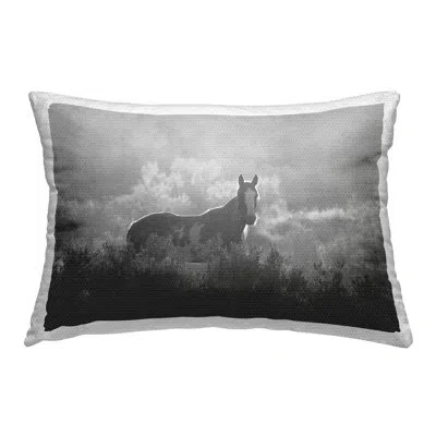 Stupell Industries Grey Horse In Nature Outdoor Printed Pillow By Steve Toole In Black;white
