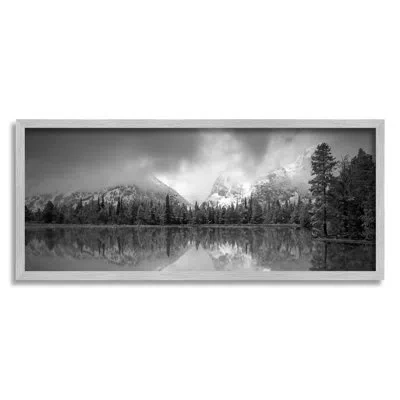 Stupell Industries Grey Lake Landscape Framed On Wood By Steve Toole Print In Farmhouse Gray Framed Giclee