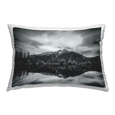 Stupell Industries Grey Lake Reflection Outdoor Printed Pillow By Daniel Sproul In Black;white