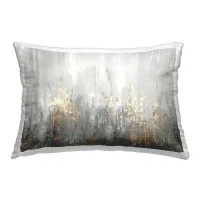 Stupell Industries Grey Silver Abstract Drip Design By Lsr Design Studio Throw Pillow In Gray