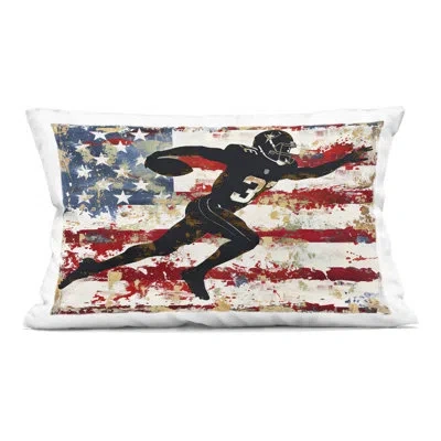 Stupell Industries Gridiron Glory Player Decorative Printed Throw Pillow, Design By Ray Powers, 14 X 7 X 20 In Red