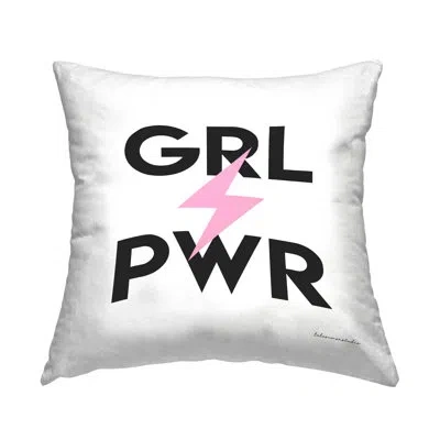 Stupell Industries Grl Pwr Pink Lightning Bolt  Decorative Printed Throw Pillow By House Of Lulu