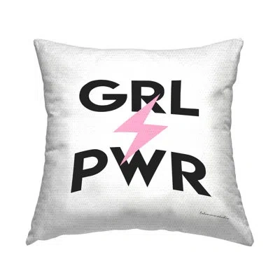 Stupell Industries Grl Pwr Pink Lightning Bolt  Outdoor Printed Pillow By House Of Lulu In Black;pink