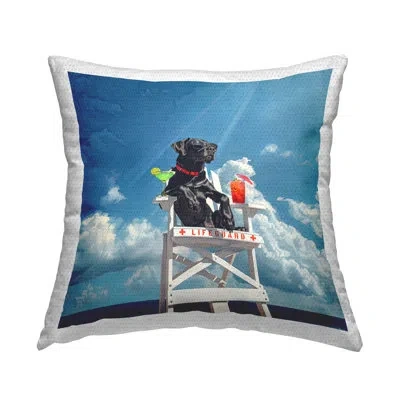 Stupell Industries Guard Dog Lifeguard Outdoor Printed Pillow By Jim Baldwin In Blue