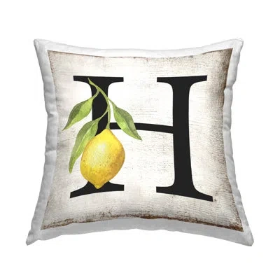 Stupell Industries H With Lemon Letter Design By Creatif Belle Throw Pillow In Yellow