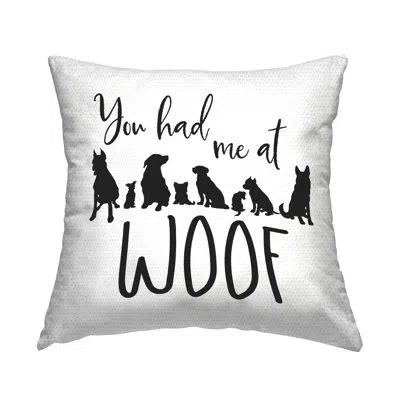 Stupell Industries Had Me At Woof Dog Silhouettes Outdoor Printed Pillow By Elizabeth Medley In Black