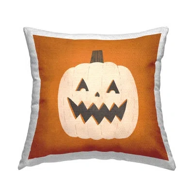 Stupell Industries Halloween Happy Jack-o-lantern Outdoor Printed Pillow By Loni Harris In Orange