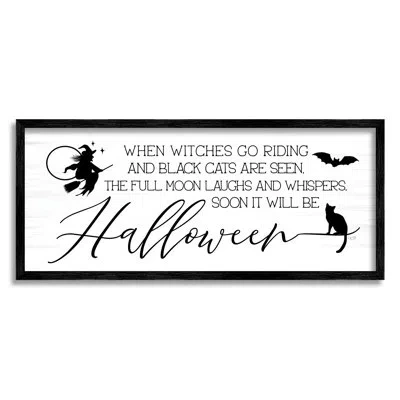 Stupell Industries Halloween Season Phrase By Lux + Me Designs - Floater Frame Print On Wood In Midnight Black Framed Giclee