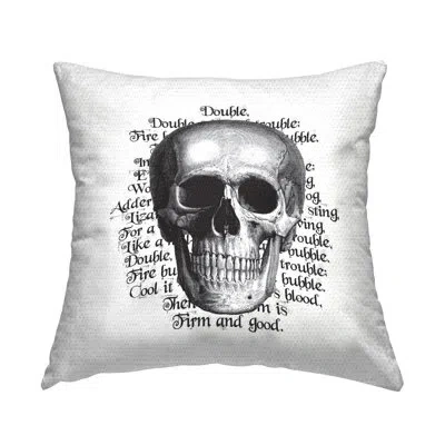 Stupell Industries Halloween Witch Spell Skull Phrase Outdoor Printed Pillow By Lettered And Lined In White;gray