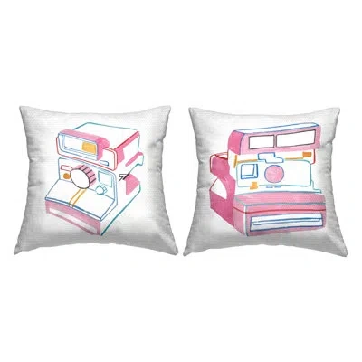 Stupell Industries Hand Drawn Vintage Camera Printed Outdoor Throw Pillow Design By Melissa Wang (set Of 2) In Pink