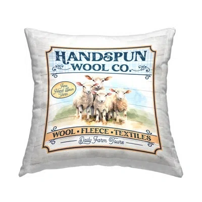 Stupell Industries Handspun Wool Sign Decorative Printed Throw Pillow Design By Mollie B. In Blue
