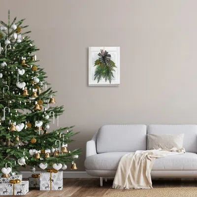 Stupell Industries Hanging Holly Botanicals Mistletoe Seasonal Winter Flowers By House Fenway - Floater Frame Graphic A In Wrapped Canvas