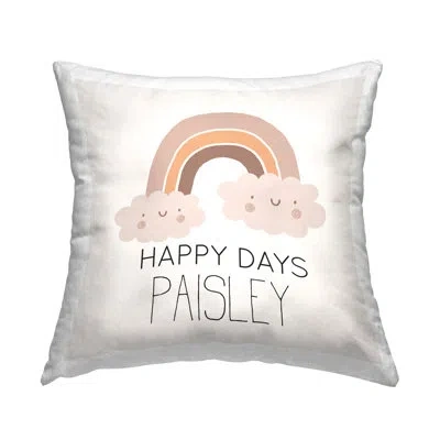 Stupell Industries Happy Days Soft Rainbow Personalized Printed Throw Pillow By Lsr Design Studio In Tan