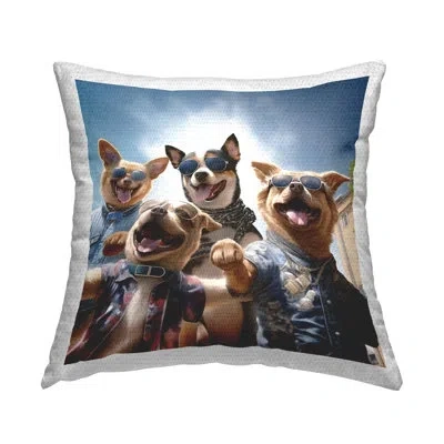 Stupell Industries Happy Dog Friends Outdoor Printed Pillow By Jim Baldwin In Blue