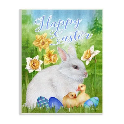 Stupell Industries Happy Easter Spring Bunny Rabbit Phrase Ba Chicks Sheri H In Blue;green