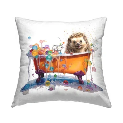 Stupell Industries Happy Hedgehog Bubble Bath Decorative Printed Throw Pillow Design By Mary Cunningham In White