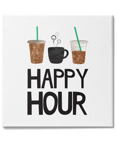 Stupell Industries Happy Hour Phrase Coffee Iced Drink Kitchen Beverage Stretched Canvas Wall Art By Jennife In Brown