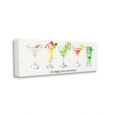 Stupell Industries Happy Hour Somewhere Cocktails Canvas Wall Art By Susan Jill In Multicolor
