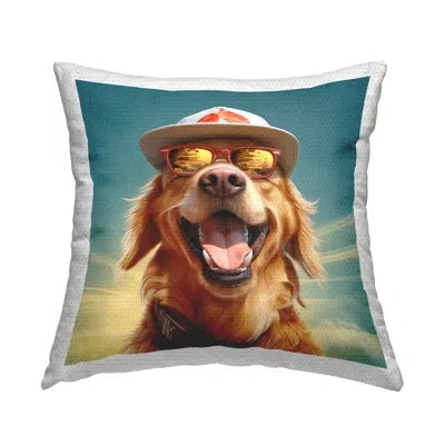 Stupell Industries Happy Labrador With Rays Outdoor Printed Pillow By Jim Baldwin In Blue