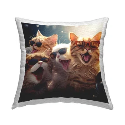 Stupell Industries Happy Meowing Cats Outdoor Printed Pillow By Jim Baldwin In Brown
