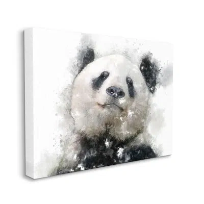 Stupell Industries Happy Panda Bear Face By Kim Curinga - Wrapped Canvas Graphic Art In Black;white;gray
