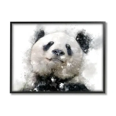 Stupell Industries Happy Panda Bear Face White Framed Giclee Art By Kim Curinga In Midnight Black Framed Giclee