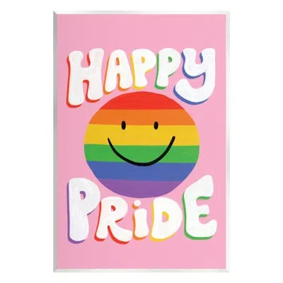 Stupell Industries Happy Pride Retro Rainbow Smiley By Deborah Curiel Graphic Art In Mdf