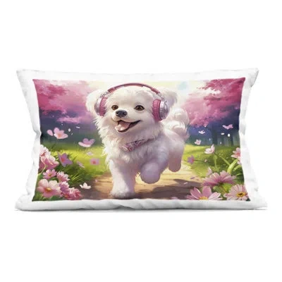 Stupell Industries Happy Puppy On A Walk Decorative Printed Throw Pillow Design By Image World In Pink