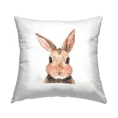 Stupell Industries Happy Rabbit Face Animal Outdoor Printed Pillow By Amanda Greenwood In Black;brown;white