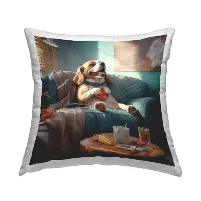 Stupell Industries Happy Relaxing Dog Outdoor Printed Pillow By Jim Baldwin In Blue