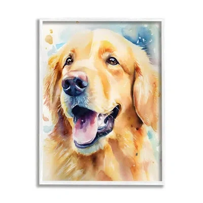 Stupell Industries Happy Retriever Portrait No Frame Print On Wood In Tan