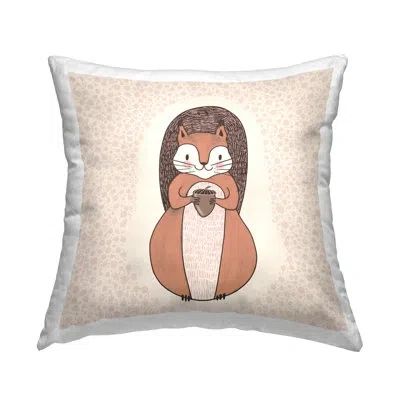 Stupell Industries Happy Squirrel & Acorn Polka Dot Pattern Printed Throw Pillow Design By Birgit Maria Kiennast