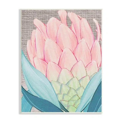 Stupell Industries Hatched Pattern Dahlia Bud Pink Spring Blooms By Ziwei Li - Painting In Wall Plaque