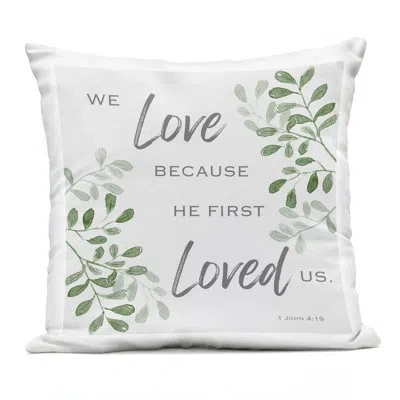 Stupell Industries He First Loved Botanicals Outdoor Printed Pillow, Design By Marcus Prime In Green