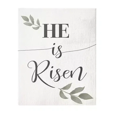 Stupell Industries He Is Risen Faith Canvas Art In White