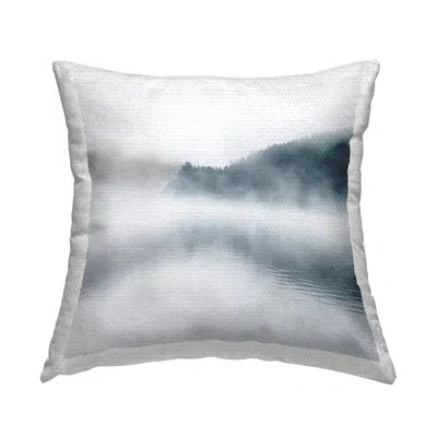 Stupell Industries Heavy Fog Lake Landscape Dense Mist Photographic Outdoor Printed Pillow By Carol Robinson In Blue;white