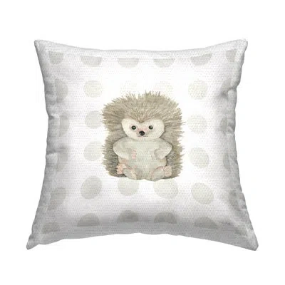 Stupell Industries Hedgehog On Dots Outdoor Printed Pillow By Cindy Jacobs In Tan