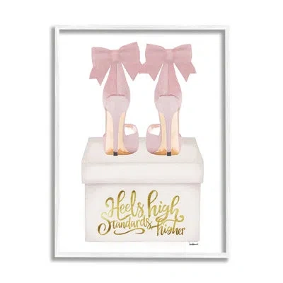 Stupell Industries Heels High Pink Phrase By Amanda Greenwood Single Picture Frame Print On Canvas In Coastal White Framed Giclee