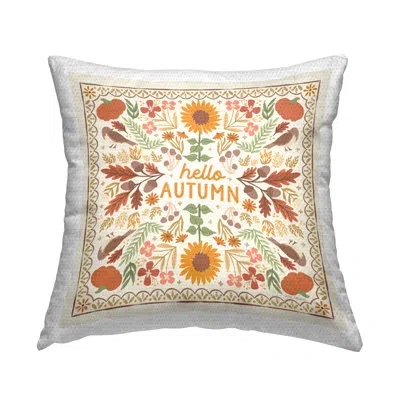 Stupell Industries Hello Autumn Pattern Printed Outdoor Throw Pillow Design By Laura Marshall In White