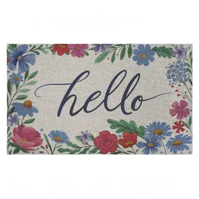 Stupell Industries Hello Cursive & Floral Border Outdoor Door Mat, Design By Arrolynn Weiderhold, 30"