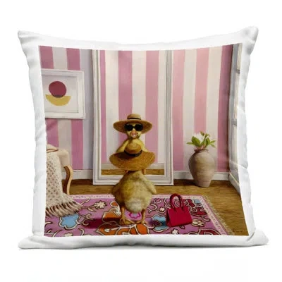 Stupell Industries Hello Gorgeous Duckling Outdoor Printed Pillow Design By Lucia Heffernan In Pink